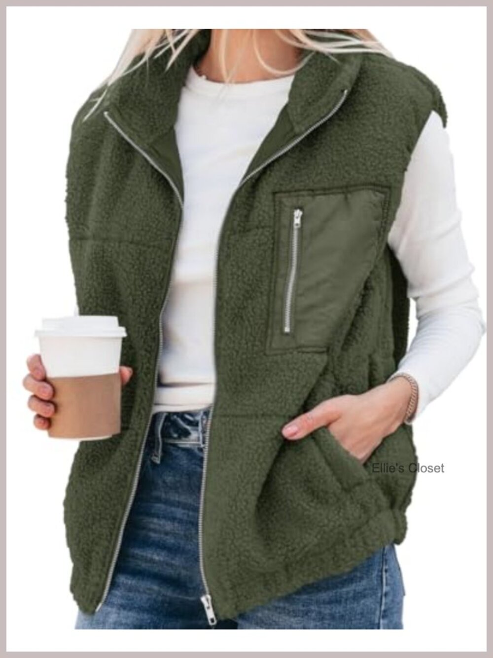 Oversized Sherpa Fleece Vest Zip Up Sleeveless Outerwear